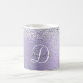 Paars geborsteld metaal Silver Glitter Monogram Na Koffiemok (Center)