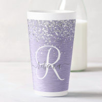 Paars geborsteld metaal Silver Glitter Monogram Na