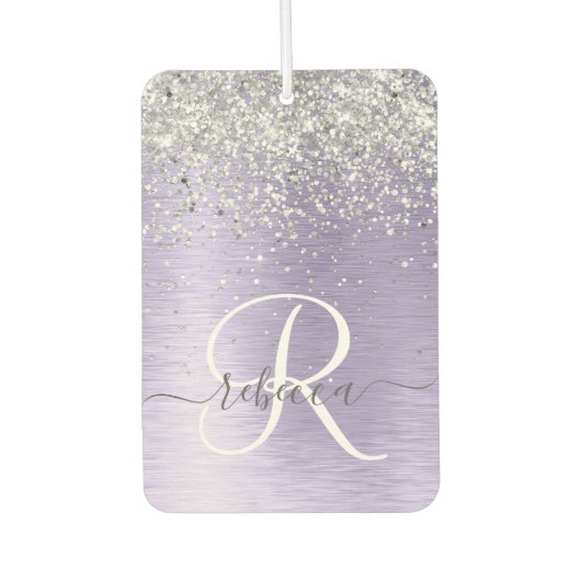 Paars geborsteld metaal Silver Glitter Monogram Na Luchtverfrisser (Voorkant)