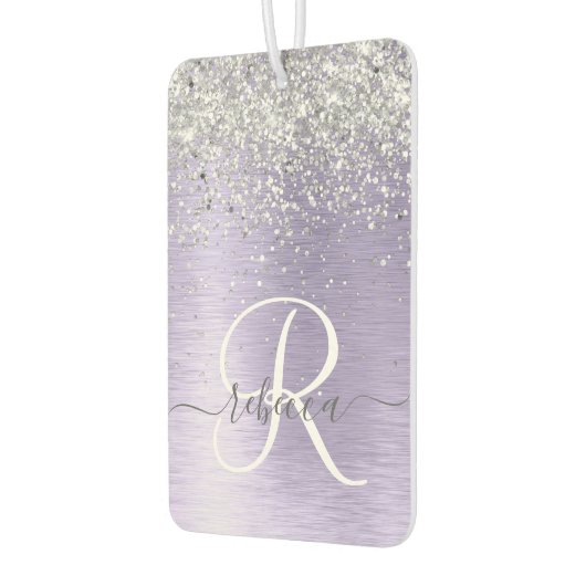 Paars geborsteld metaal Silver Glitter Monogram Na Luchtverfrisser (Links)