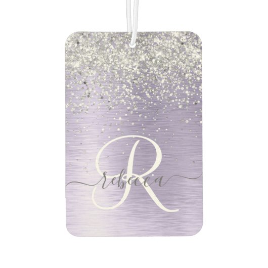 Paars geborsteld metaal Silver Glitter Monogram Na Luchtverfrisser (Achterkant)