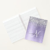 Paars geborsteld metaal Silver Glitter Monogram Na Notitieboek (Binnen)