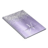 Paars geborsteld metaal Silver Glitter Monogram Na Notitieboek (Rechterzijde)