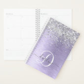 Paars geborsteld metaal Silver Glitter Monogram Na Planner (Display)