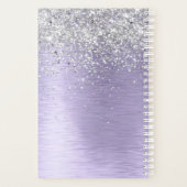 Paars geborsteld metaal Silver Glitter Monogram Na Planner (Achterkant)