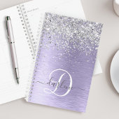 Paars geborsteld metaal Silver Glitter Monogram Na Planner
