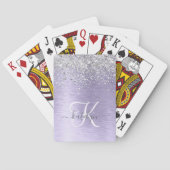 Paars geborsteld metaal Silver Glitter Monogram Na Pokerkaarten (Achterkant)