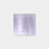 Paars geborsteld metaal Silver Glitter Monogram Na Post-it® Notes (Voorkant)