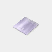 Paars geborsteld metaal Silver Glitter Monogram Na Post-it® Notes (Schuin)