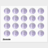 Paars geborsteld metaal Silver Glitter Monogram Na Ronde Sticker (Vel)