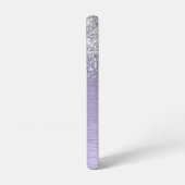 Paars geborsteld metaal Silver Glitter Monogram Na Samsung Galaxy Hoesje (Linkerkant)