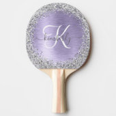 Paars geborsteld metaal Silver Glitter Monogram Na Tafeltennisbatje (Voorkant)