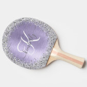 Paars geborsteld metaal Silver Glitter Monogram Na Tafeltennisbatje (Zijkant)