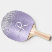 Paars geborsteld metaal Silver Glitter Monogram Na Tafeltennisbatje (Zijkant)