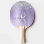 Paars geborsteld metaal Silver Glitter Monogram Na Tafeltennisbatje (Voorkant)