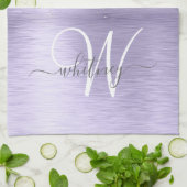 Paars geborsteld metaal Silver Glitter Monogram Na Theedoek (Gevouwen)