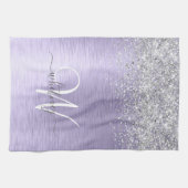 Paars geborsteld metaal Silver Glitter Monogram Na Theedoek (Horizontaal)