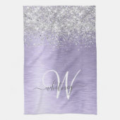 Paars geborsteld metaal Silver Glitter Monogram Na Theedoek (Verticaal)