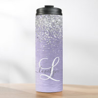 Paars geborsteld metaal Silver Glitter Monogram Na