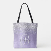 Paars geborsteld metaal Silver Glitter Monogram Na Tote Bag (Achterkant)
