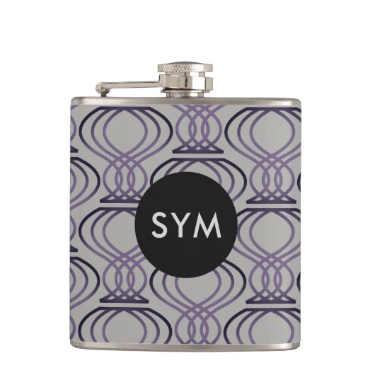 Paars gebrand en zilverkleurig finaal patroon heupfles (Voorkant)