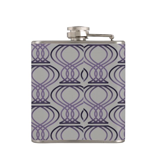 Paars gebrand en zilverkleurig finaal patroon heupfles (Achterkant)