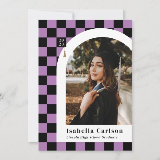 Paars Gecontroleerde aankondiging Afstuderen foto' (Voorkant)