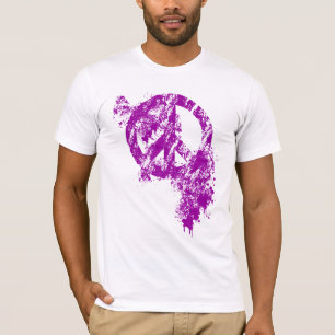 Paars gedempt vredessymbool/schilderplaat t-shirt