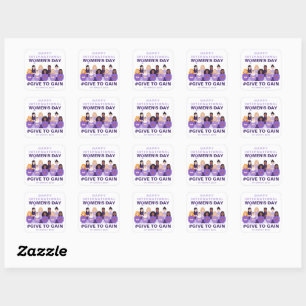 Paars Geef Om Te Winnen Internationale Vrouwendag  Vierkante Sticker