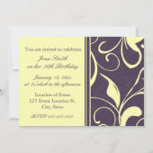 Paars Geel 80e verjaardag Uitnodigingskaarten Kaart (Achterkant)