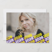 Paars & Geel Afstudeer aankondiging met 4 foto's (Achterkant)