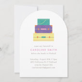 Paars Geel Bagage Afscheidsfeest Invitatie Kaart (Voorkant)