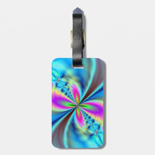 Paars-Geel-Blauwe Wings Bagagelabel (Achterkant verticaal)