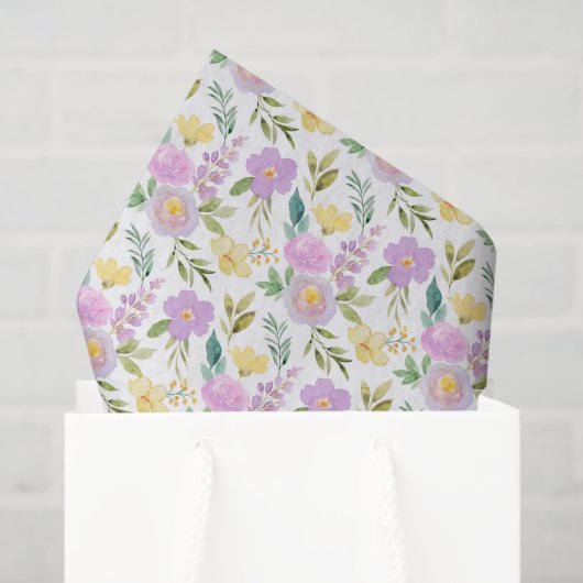 Paars Geel Bloemendecoupeerpapier, Botanisch Tissuepapier (Cadeauzakje)