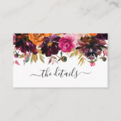 Paars Geel Bourgogne Roos Floral Weddenschap Detai Informatiekaartje (Voorkant)