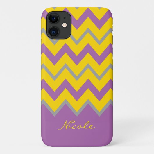 Paars geel chevron patroon elegant Case-Mate iPhone case (Achterkant)