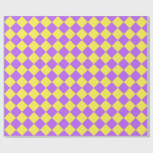 Paars Geel Geruit Diamant Patroon Cadeaupapier (Vlak)