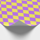 Paars Geel Geruit Diamant Patroon Cadeaupapier (Hoek)