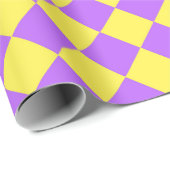 Paars Geel Geruit Diamant Patroon Cadeaupapier (Rol Hoek)