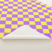 Paars Geel Geruit Diamant Patroon Sherpa Deken (3/4)