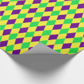 Paars geel groen Harlequin Patroon Cadeaupapier (Hoek)
