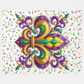 Paars geel groen Mardi Gras fleur de lis Fleece Deken (Voorkant (Horizontaal))
