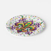 Paars geel groen Mardi Gras fleur de lis Papieren Bordje (Gekanteld)