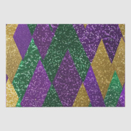 Paars Geel Groen Mardi Gras Glitter Patroon Tissuepapier