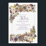 Paars geel Ivory Floral Foliage 30th Birthday Kaart<br><div class="desc">Mooie paarse,  ivoor- en mosterdgele waterverf met groene blaadjes voor de 30e verjaardag van de feestdag voor vrouwen. Neem contact met ons op voor hulp bij het aanpassen of aanpassen van producten.</div>