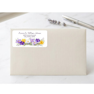Paars Geel Krokus Bloem Retouradres Label