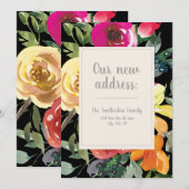 Paars Geel Oranje Bloemen Zwart Adres wijzigen (Voorkant / Achterkant)