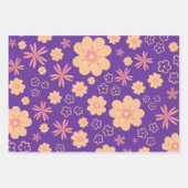  Paars-geel Oranje Floral Patroon Inpakpapier Vel (Voorkant)