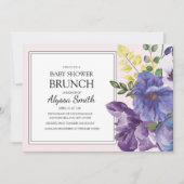 Paars Geel Roze Floral Baby shower Brunch Kaart (Voorkant)