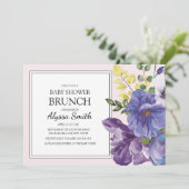 Paars Geel Roze Floral Baby shower Brunch Kaart (Staand voorkant)